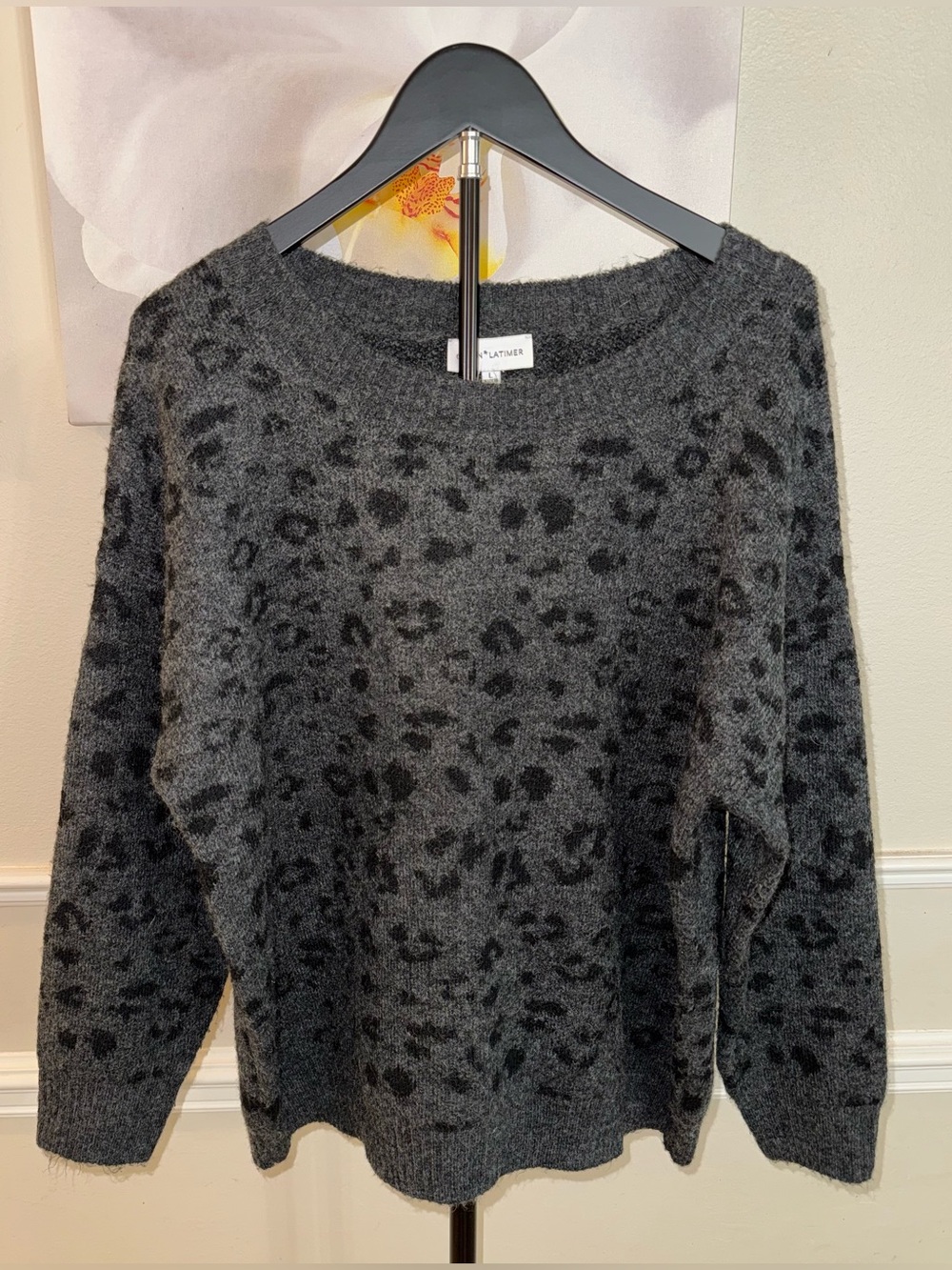 Gibson Latimer Women’s Wool Leopard-Print Pullover Sweater! Size Large.